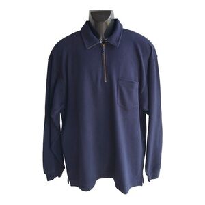 Cutter and Buck Sweater Mens Size L 1/4 Zip Pullover Navy Blue Supima‎ Cotton.